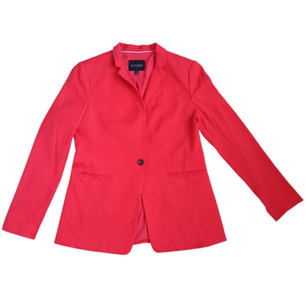 Banana Republic Red Long & Lean Blazer – Tailored Jacket, Size 8